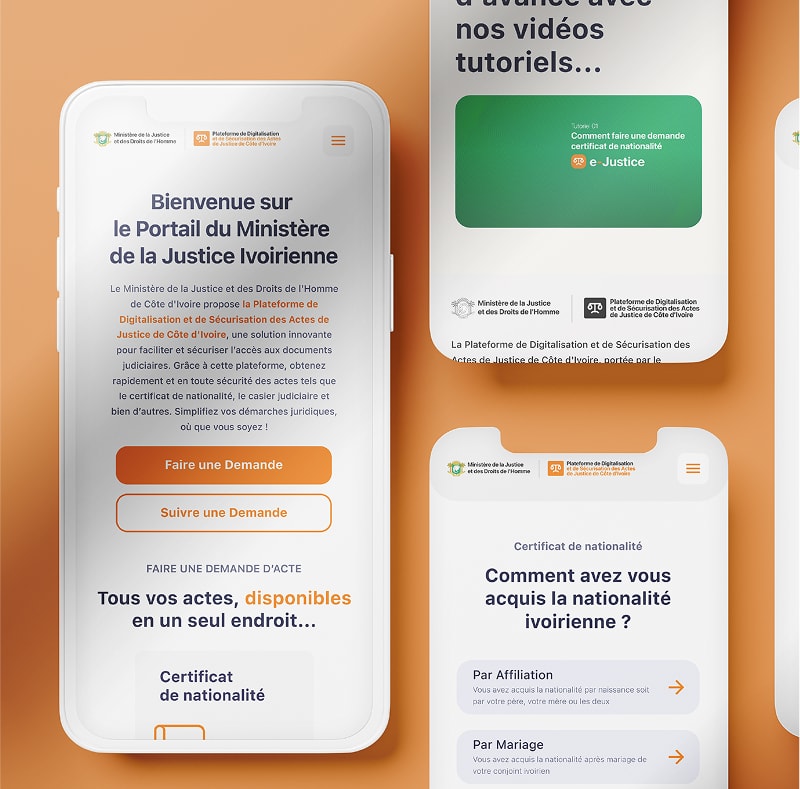 e-Justice CI — portail d'accueil pour faire une demande d'acte de justice