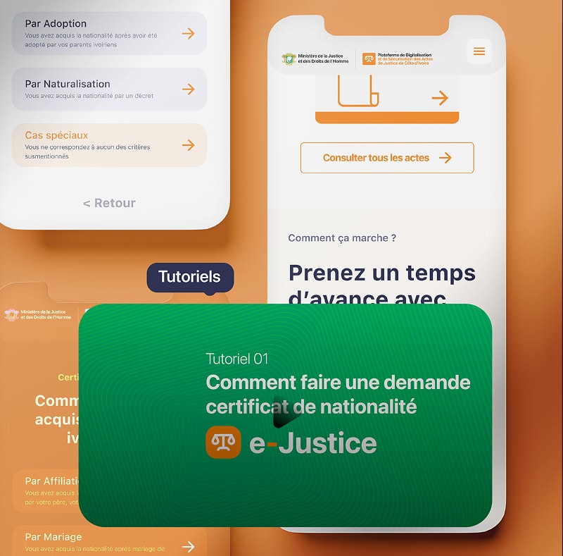 e-Justice CI — tutoriels et parcours de demande de certificat de nationalité